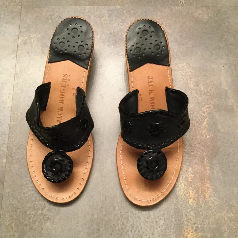 Women's Jack Rogers Black Wedge Size 6 Shoe Sandal